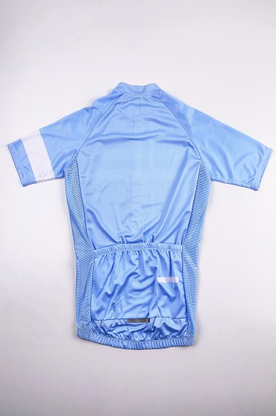 Mass Custom Short Sleeve Cycling Shirt Design Sky Blue Moisture Wicking Road Cycling Shirt Cycling Shirt Center SKCSCP011 front view